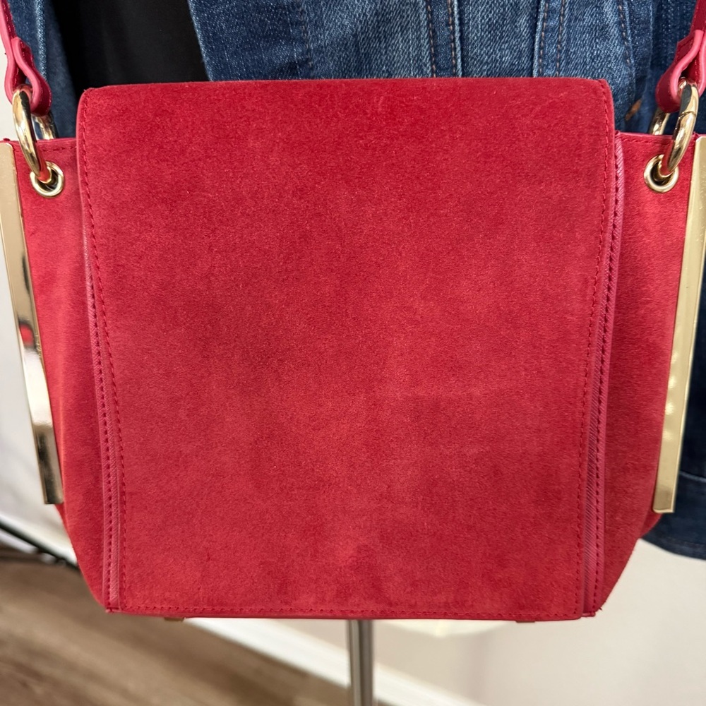 White House Black Market Leather Suede Crossbody Purse - Picture 7 of 14